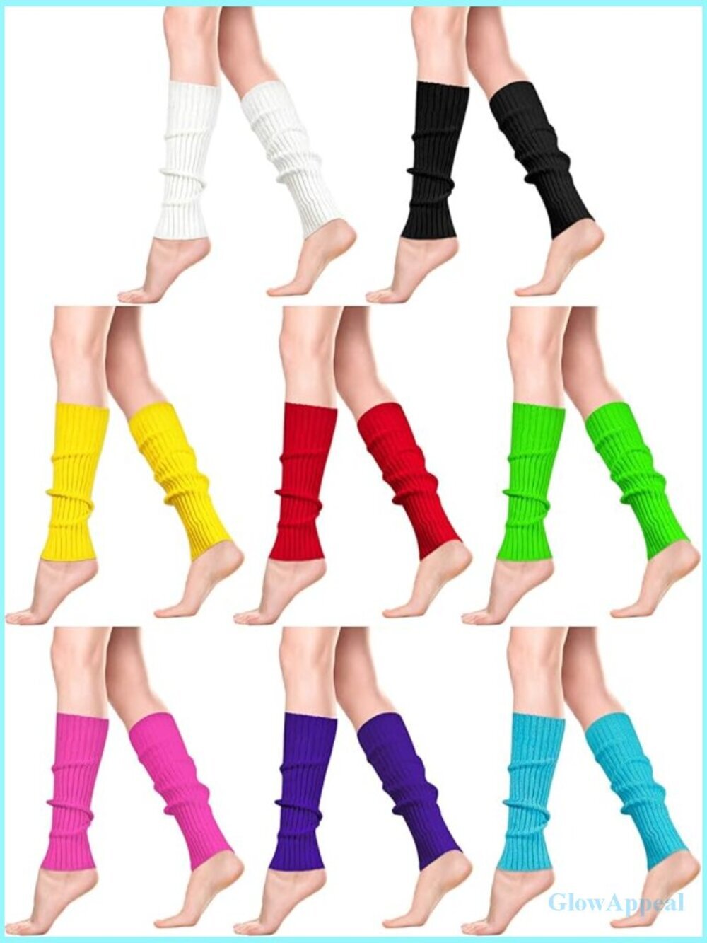8 Pairs Knit Leg Warmers Ribbed Stretchy 80s Women Party Sports Costume Props